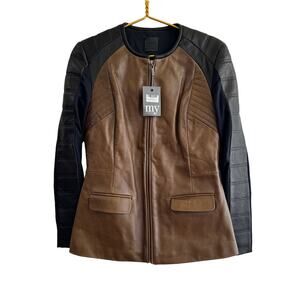 Francis Leon Studios Karl Mordo Brown and Black Leather Moto Jacket